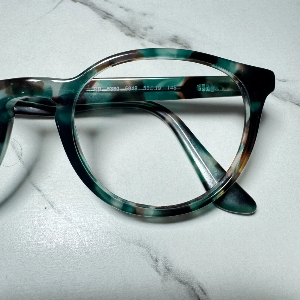 Ray-Ban RB 5380 5949 Green Tortoise Round Eyeglasses Frames 50-19-145